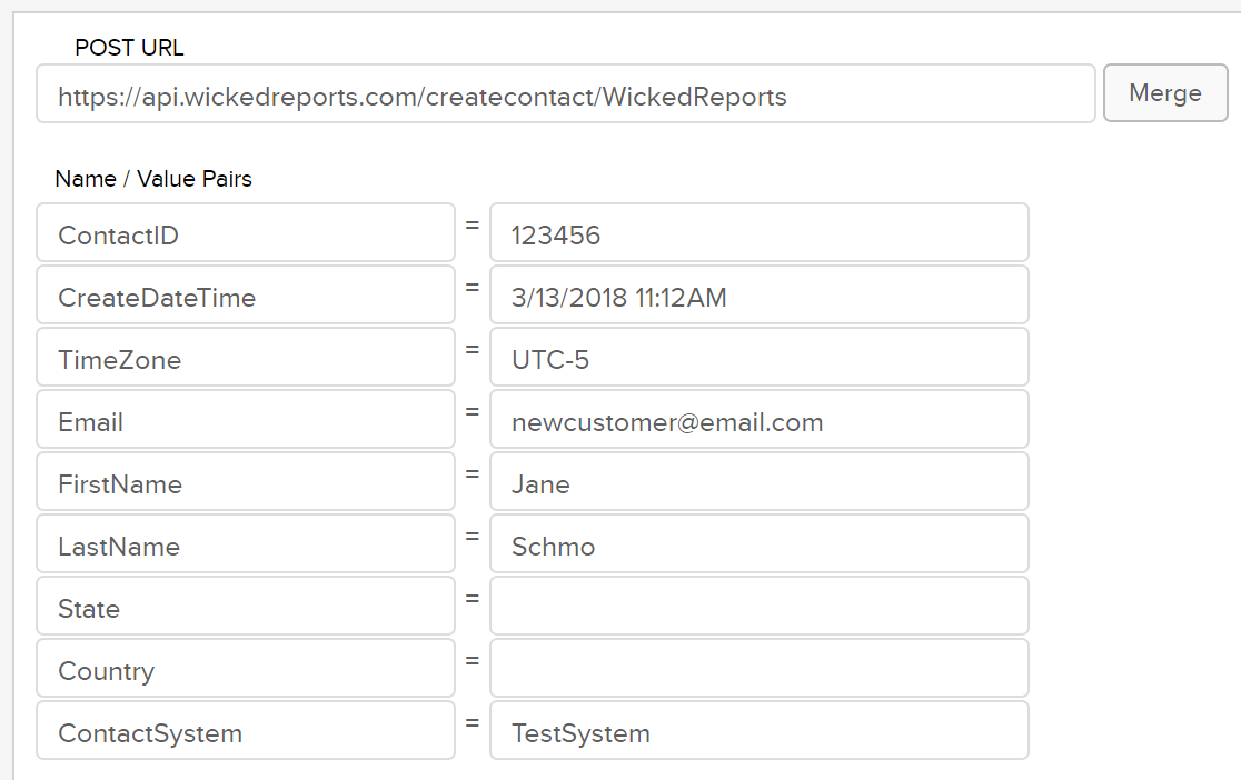 wicked reports creating contacts with http post