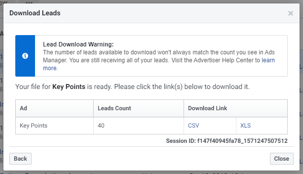 manual import facebook lead attribution